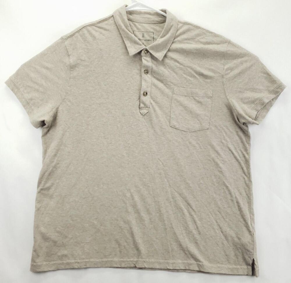 Mutual Weave Polo Shirt Mens L Beige Cotton Short Sleeve Golf Performance
